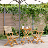 3 Piece Bistro Set Beige Poly Rattan and Solid Wood