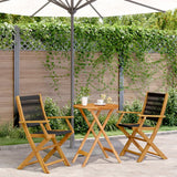 3 Piece Bistro Set Black Polypropylene and Solid Wood