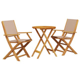 3 Piece Bistro Set Taupe Fabric and Solid Wood