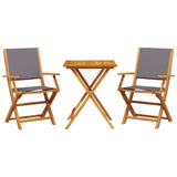 3 Piece Bistro Set Anthracite Fabric and Solid Wood