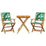 3 Piece Bistro Set Leaf Pattern Fabric and Solid Wood