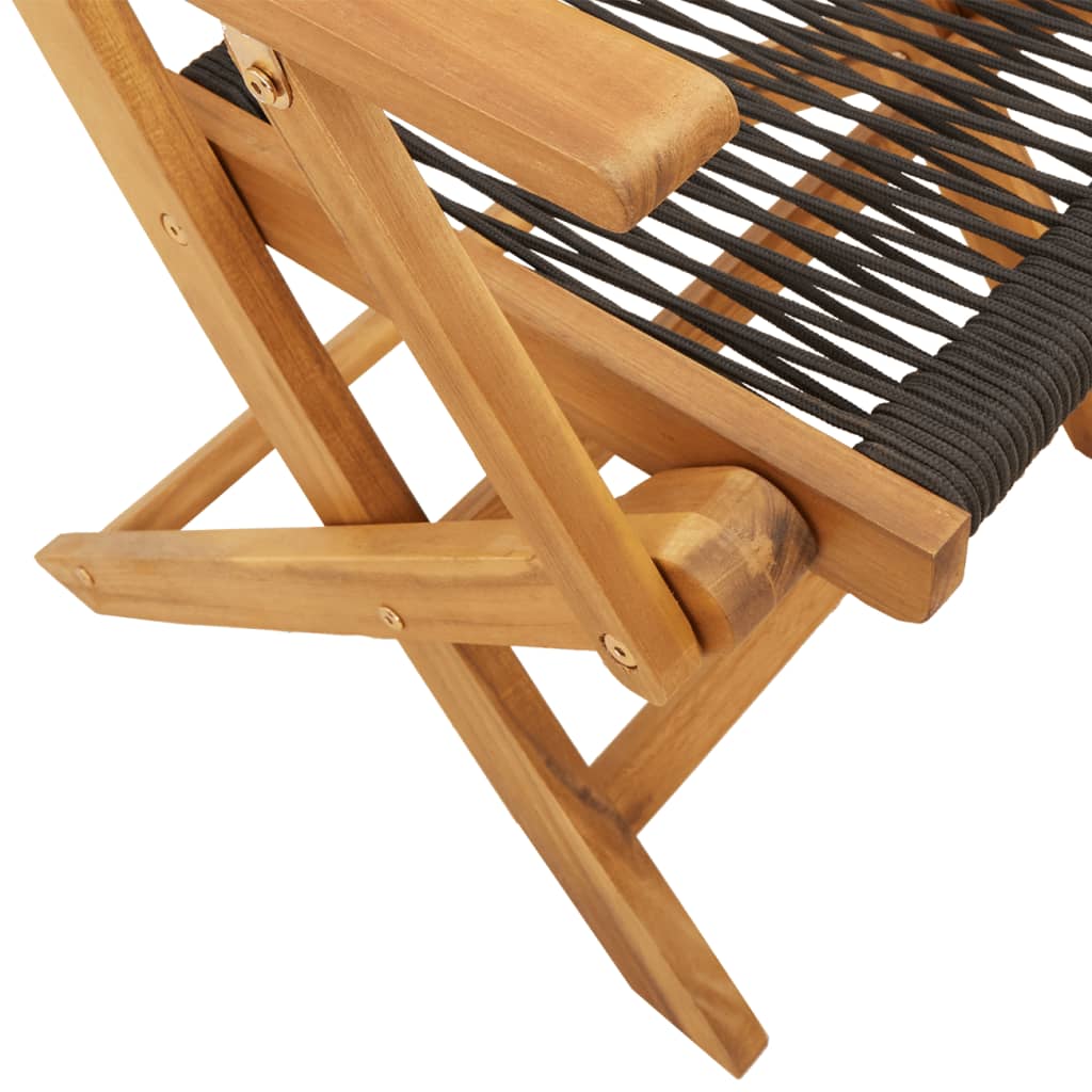 5 Piece Garden Dining Set Black Polypropylene and Solid Wood