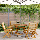 5 Piece Garden Dining Set Beige Polypropylene and Solid Wood