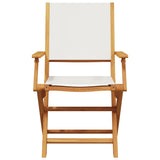 5 Piece Garden Dining Set Cream White Fabric and Solid Wood