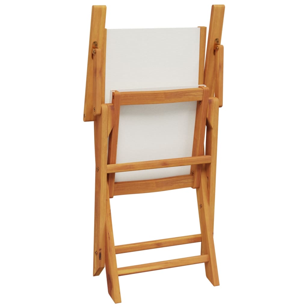 5 Piece Garden Dining Set Cream White Fabric and Solid Wood