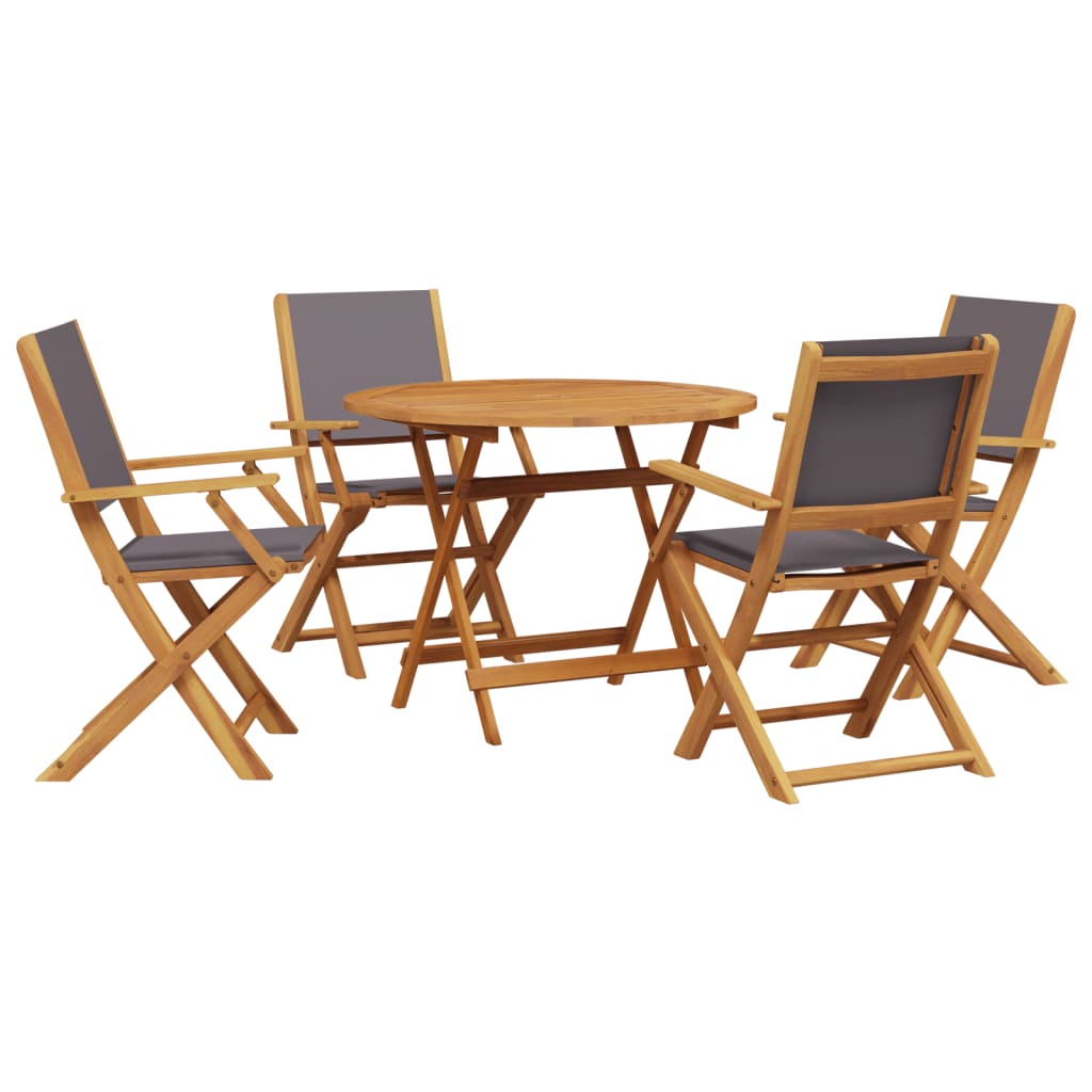 5 Piece Garden Dining Set Anthracite Fabric and Solid Wood