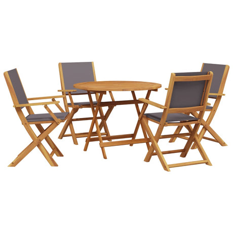 5 Piece Garden Dining Set Anthracite Fabric and Solid Wood