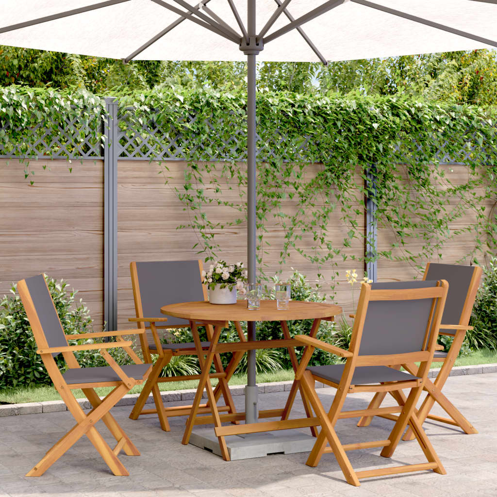 5 Piece Garden Dining Set Anthracite Fabric and Solid Wood