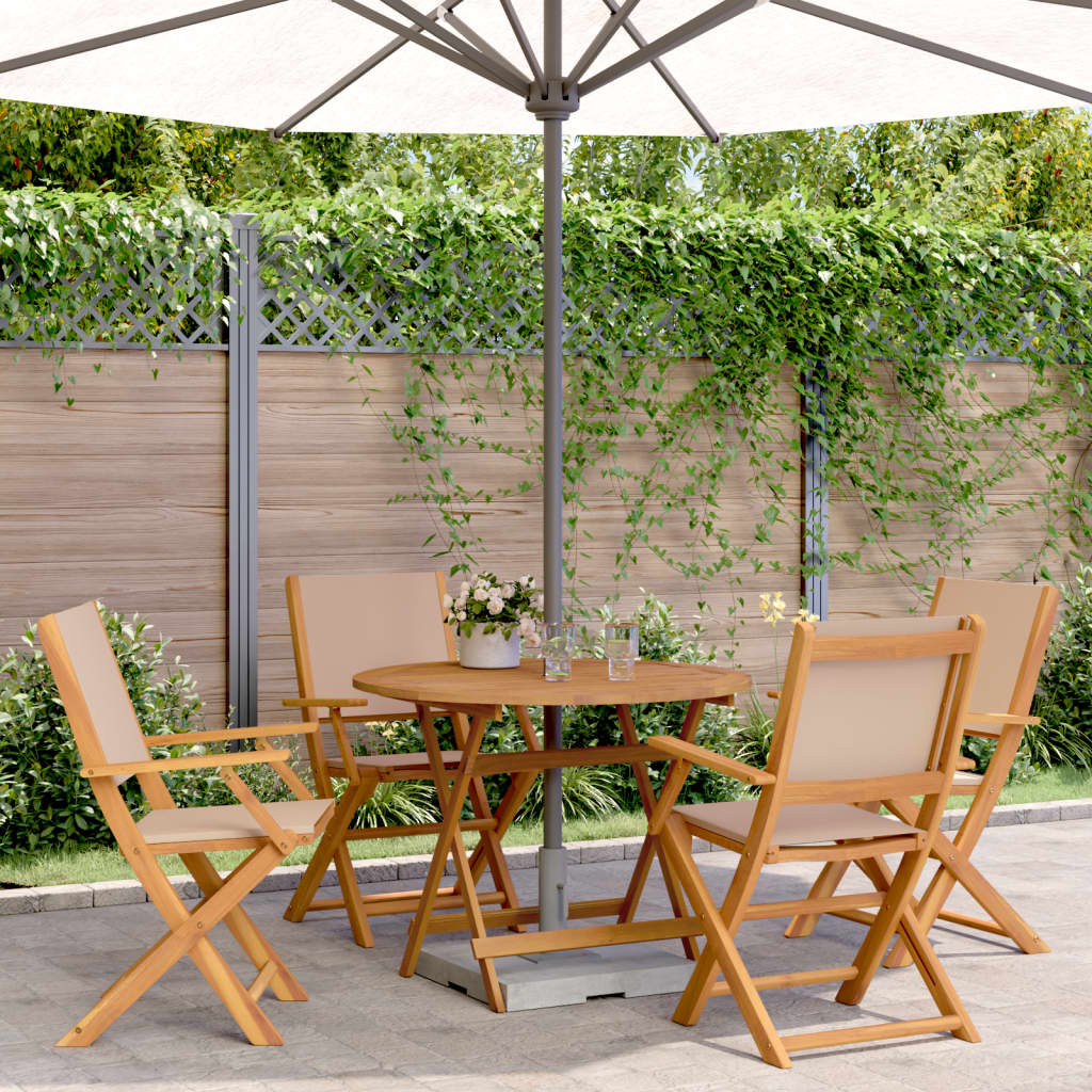 5 Piece Garden Dining Set Taupe Fabric and Solid Wood