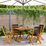 5 Piece Garden Dining Set Black Polypropylene and Solid Wood