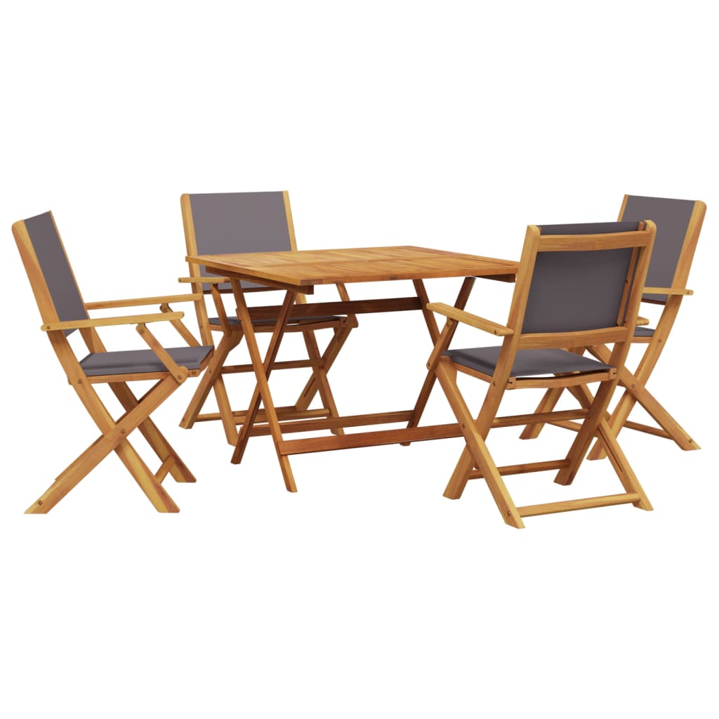 5 Piece Garden Dining Set Anthracite Fabric and Solid Wood