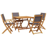 5 Piece Garden Dining Set Anthracite Fabric and Solid Wood