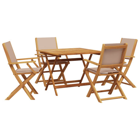 5 Piece Garden Dining Set Taupe Fabric and Solid Wood