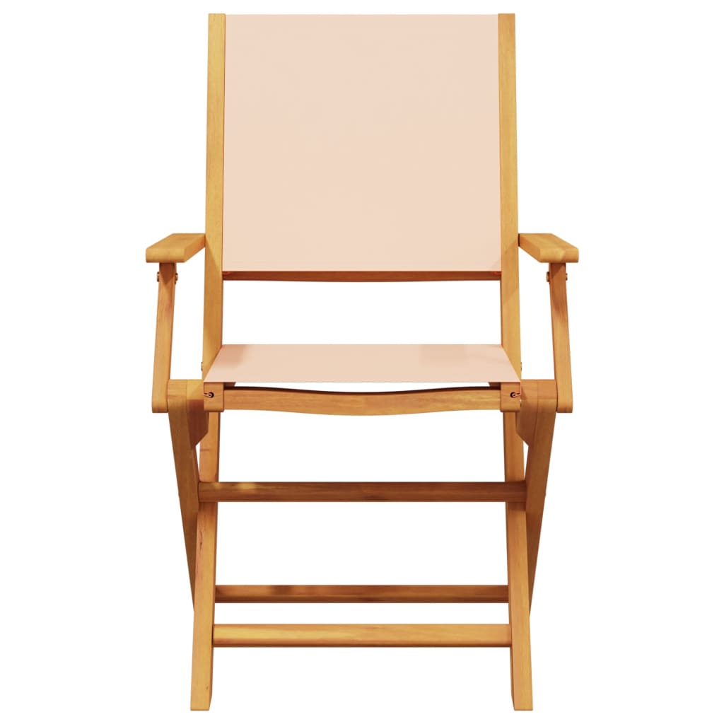 5 Piece Garden Dining Set Beige Fabric and Solid Wood