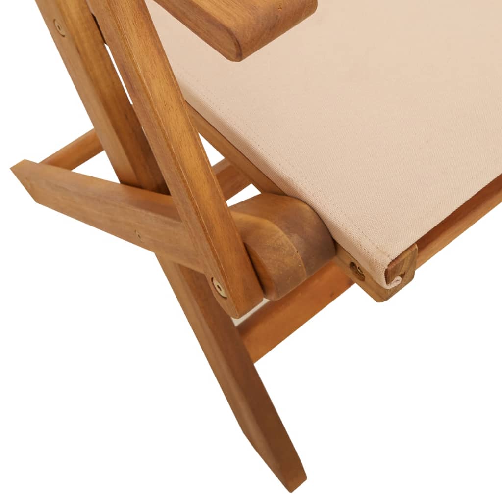 5 Piece Garden Dining Set Beige Fabric and Solid Wood