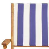 5 Piece Garden Dining Set Blue and White Fabric and Solid Wood