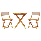 3 Piece Bistro Set Taupe Fabric and Solid Wood