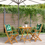 3 Piece Bistro Set Leaf Pattern Fabric and Solid Wood