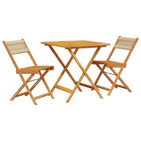 3 Piece Bistro Set Beige Polypropylene and Solid Wood