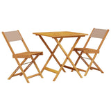 3 Piece Bistro Set Taupe Fabric and Solid Wood