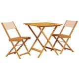 3 Piece Bistro Set Beige Fabric and Solid Wood