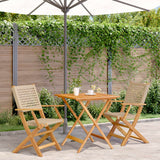 3 Piece Bistro Set Beige Poly Rattan and Solid Wood