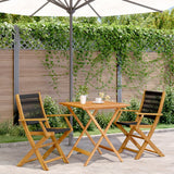 3 Piece Bistro Set Black Polypropylene and Solid Wood