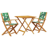 3 Piece Bistro Set Leaf Pattern Fabric and Solid Wood