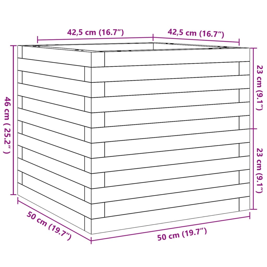 Garden Planter 50x50x46 cm Impregnated Wood Pine