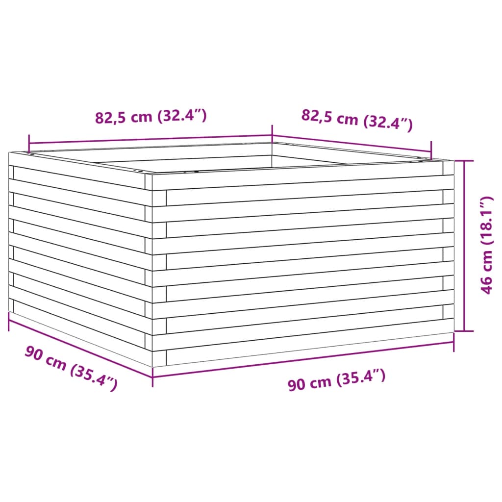 Garden Planter 90x90x46 cm Solid Wood Pine