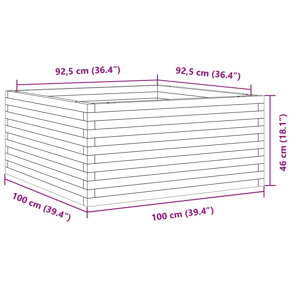 Garden Planter 100x100x46 cm Solid Wood Pine