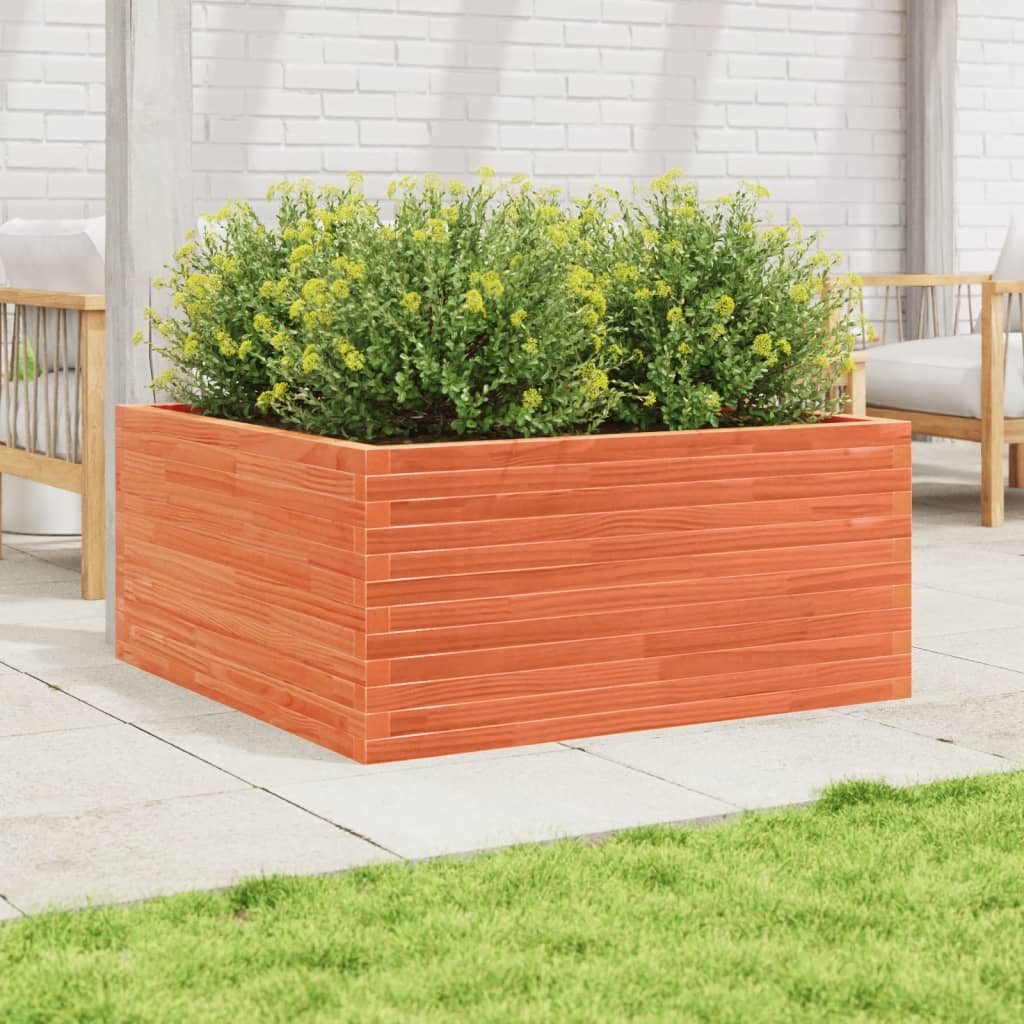 Garden Planter Wax Brown 100x100x46 cm Solid Wood Pine