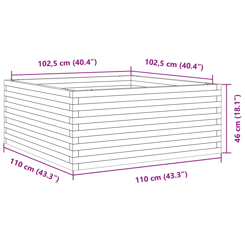 Garden Planter 110x110x46 cm Solid Wood Pine