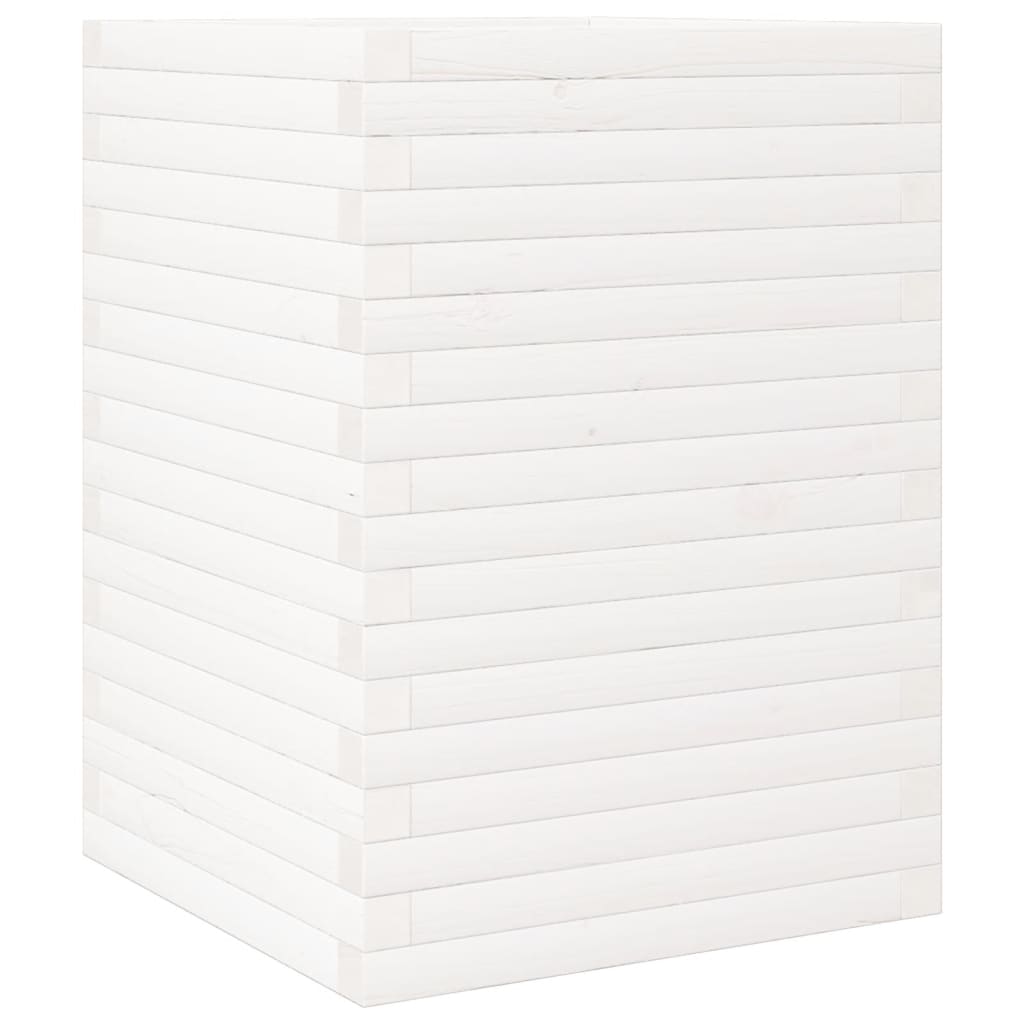 Garden Planter White 50x50x68.5 cm Solid Wood Pine