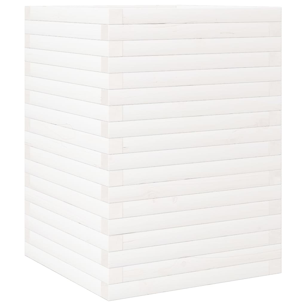 Garden Planter White 50x50x68.5 cm Solid Wood Pine