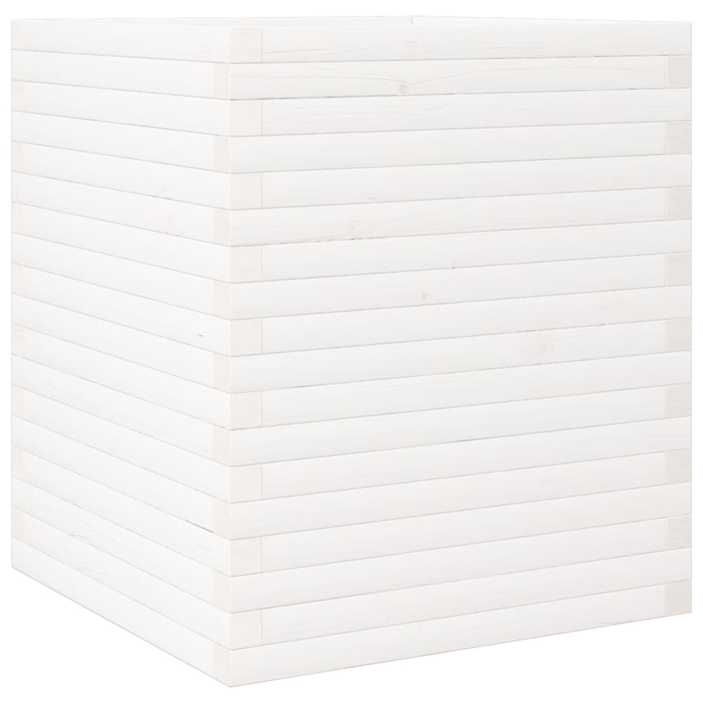 Garden Planter White 60x60x68.5 cm Solid Wood Pine