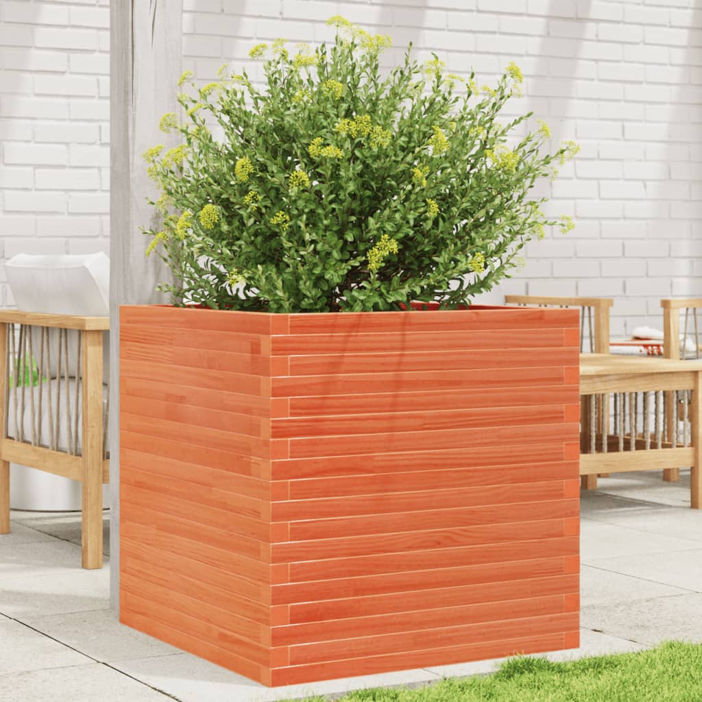 Garden Planter Wax Brown 70x70x68.5 cm Solid Wood Pine