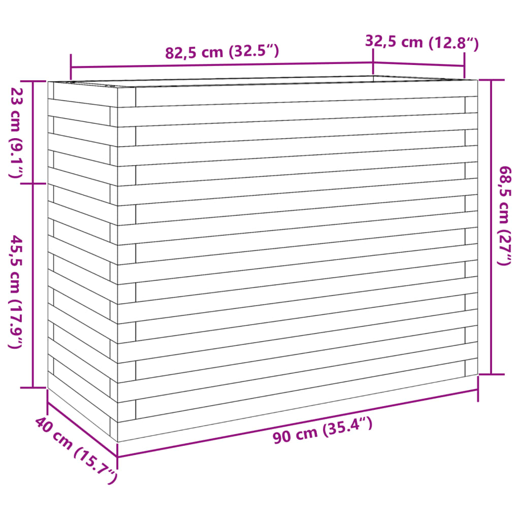 Garden Planter 90x40x68.5 cm Impregnated Wood Pine
