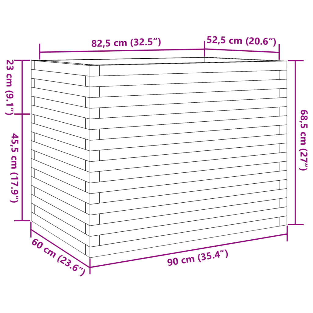 Garden Planter 90x60x68.5 cm Impregnated Wood Pine