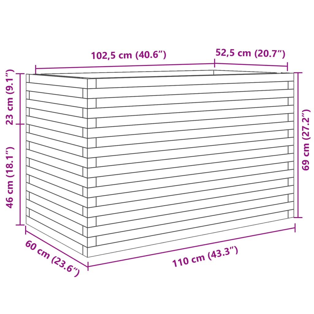 Garden Planter 110x60x68.5 cm Solid Wood Pine