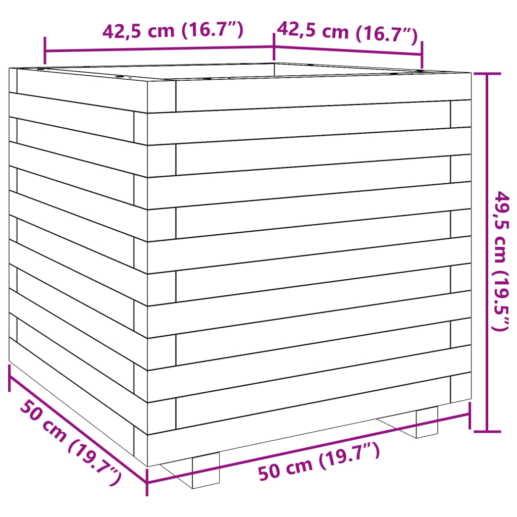 Garden Planter 50x50x49.5 cm Solid Wood Douglas