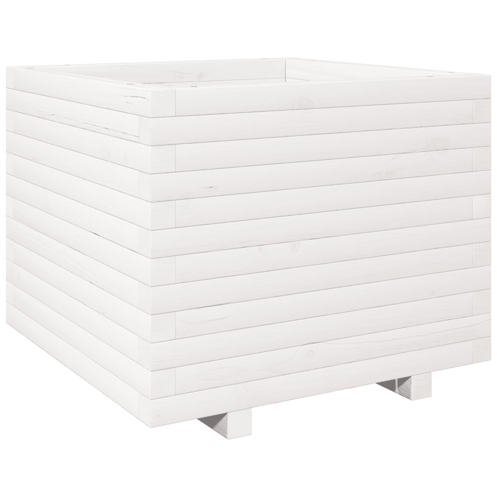 Garden Planter White 60x60x49.5 cm Solid Wood Pine