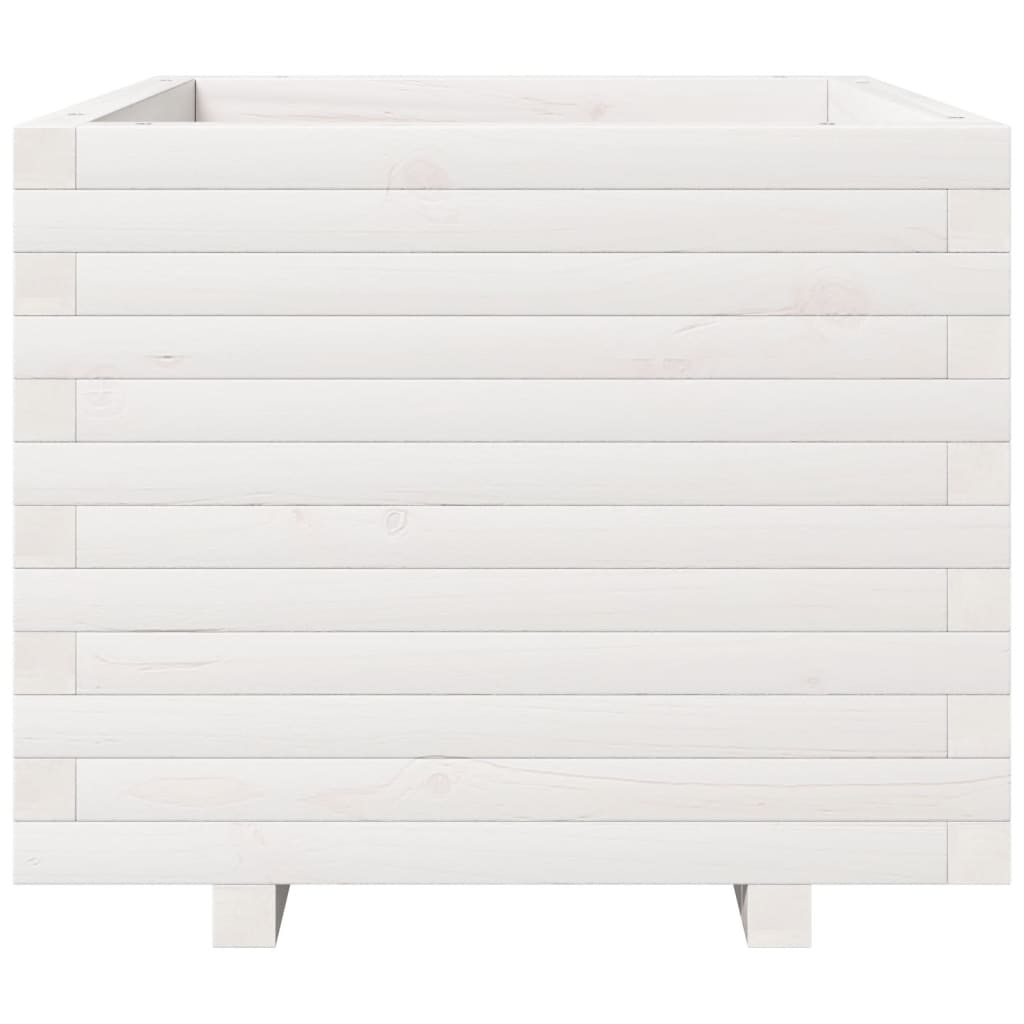 Garden Planter White 60x60x49.5 cm Solid Wood Pine
