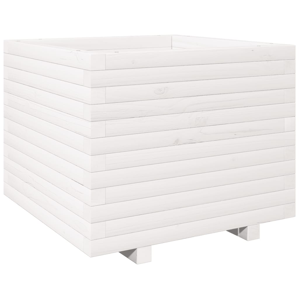 Garden Planter White 60x60x49.5 cm Solid Wood Pine