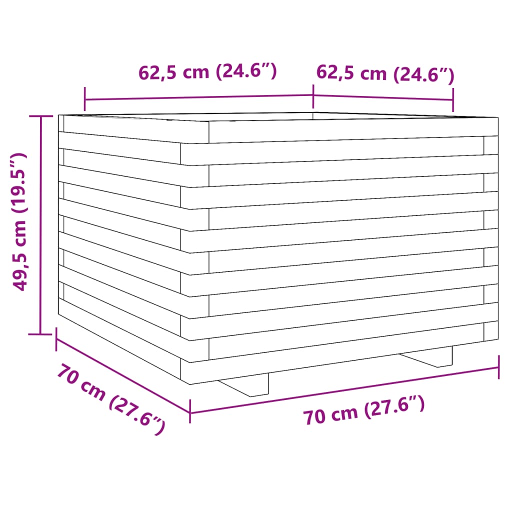 Garden Planter 70x70x49.5 cm Impregnated Wood Pine