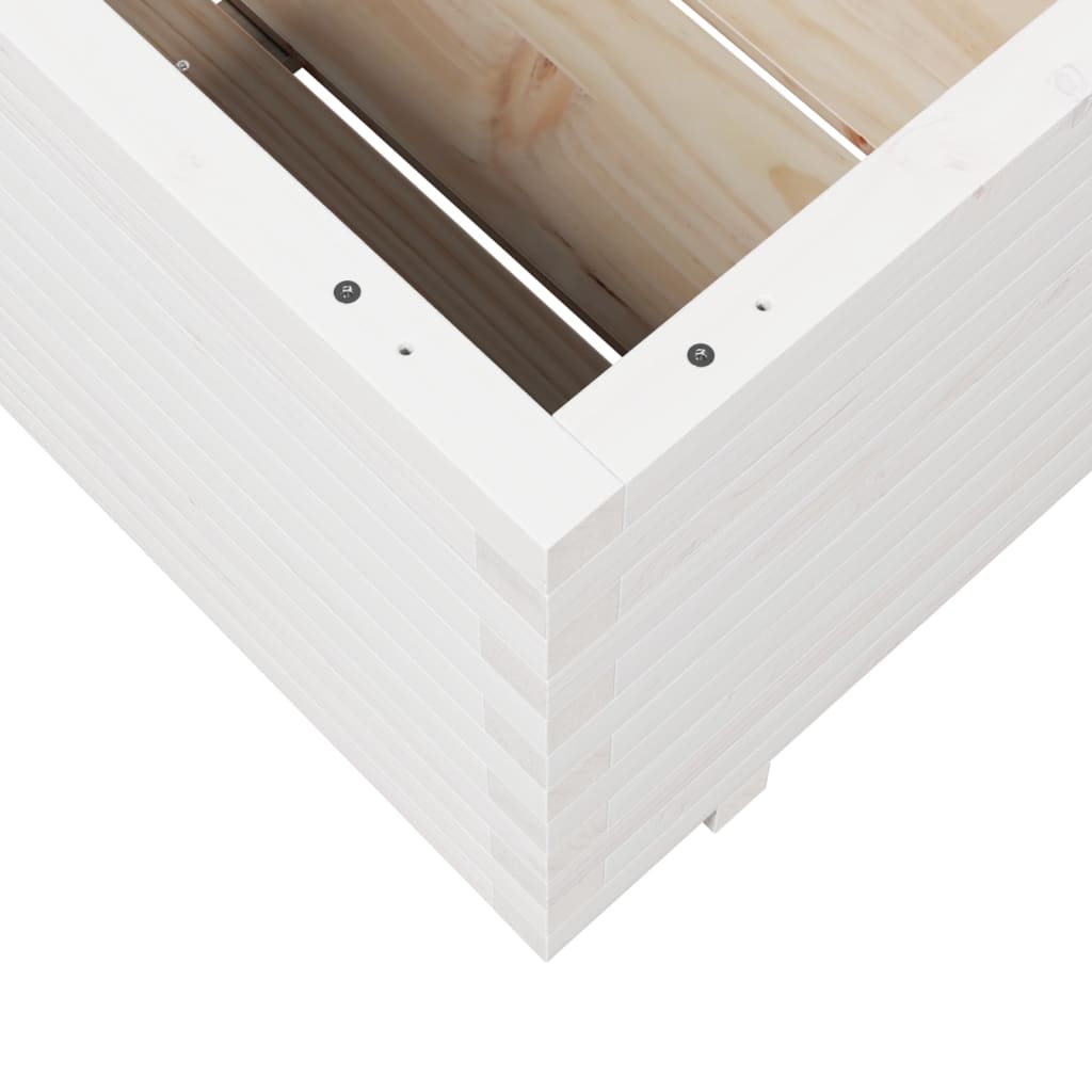 Garden Planter White 80x80x49.5 cm Solid Wood Pine