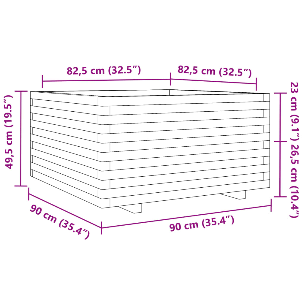 Garden Planter 90x90x49.5 cm Impregnated Wood Pine