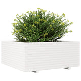 Garden Planter White 110x110x49.5 cm Solid Wood Pine