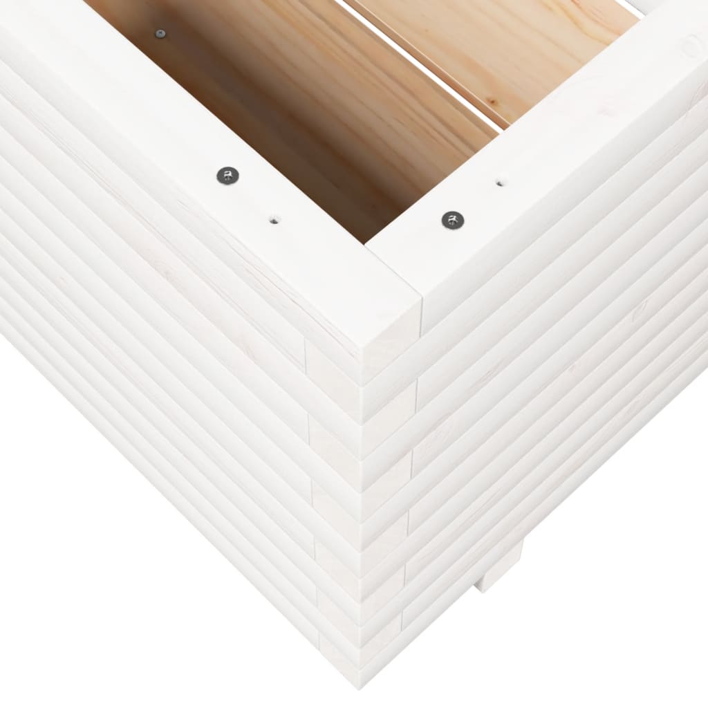 Garden Planter White 110x110x49.5 cm Solid Wood Pine