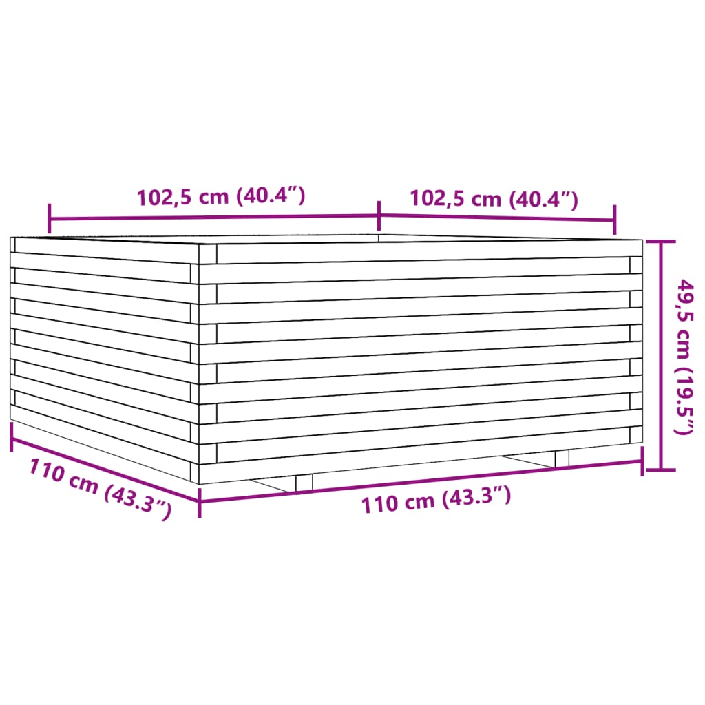 Garden Planter 110x110x49.5 cm Impregnated Wood Pine